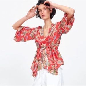 Zara Printed Tie Waist Tunic